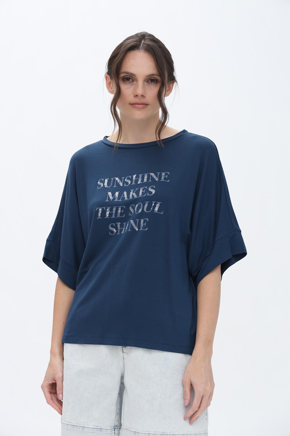 Футболка Tom Tailor с принтом синяя