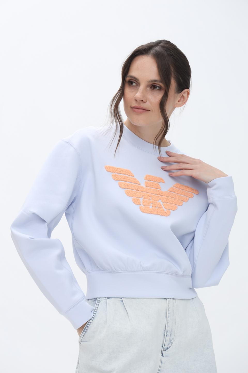 Джемпер Emporio Armani голубой с логотипом