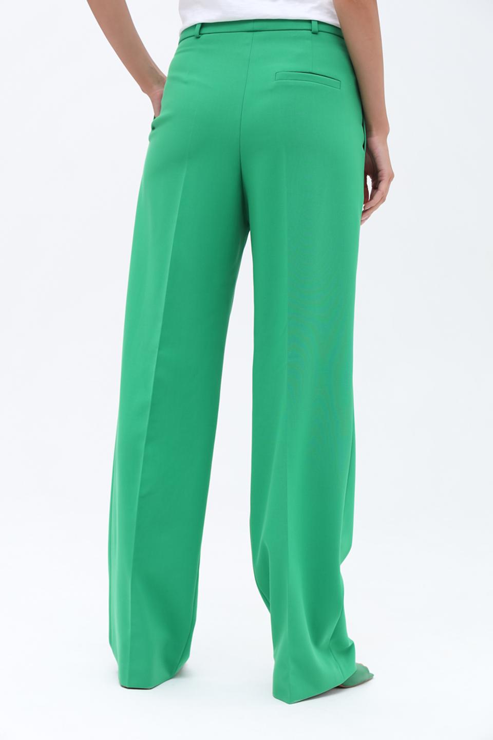 Брюки Hugo жен. зелёные широкие