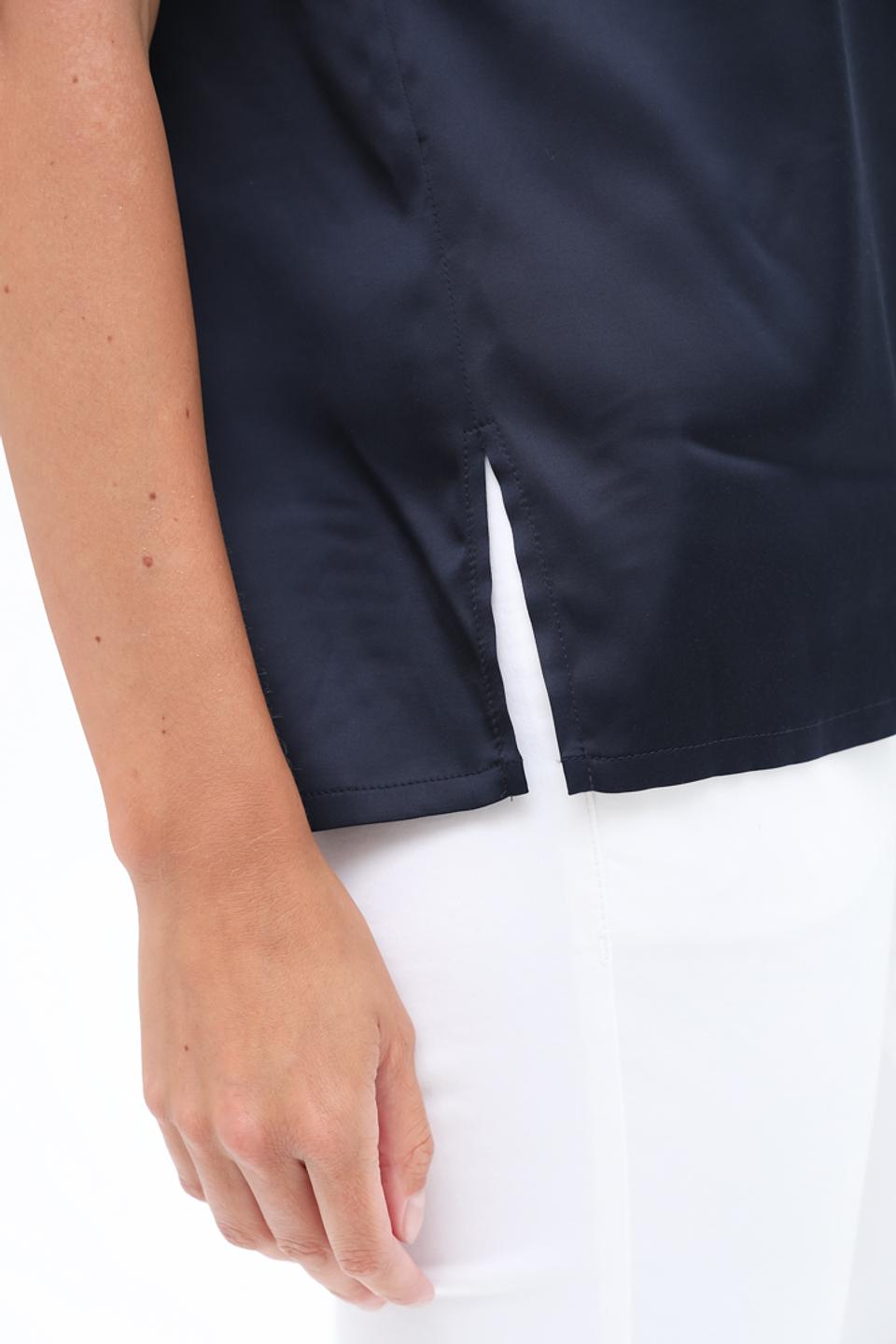 Блуза Sommer mann темно-синяя с V-образным вырезом