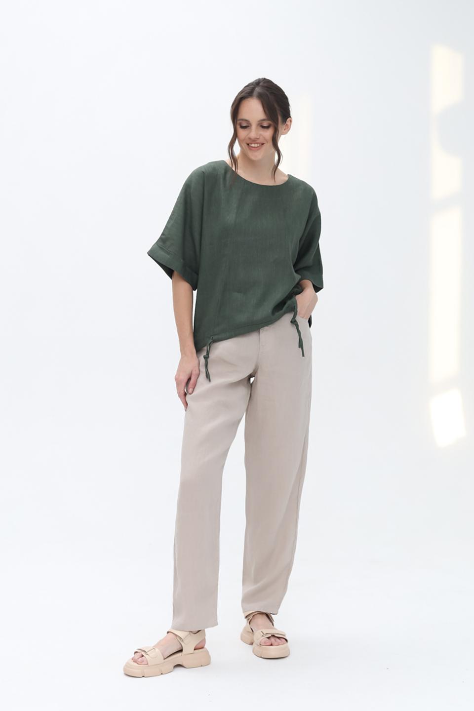 Блуза Electra style с завязками зелёная