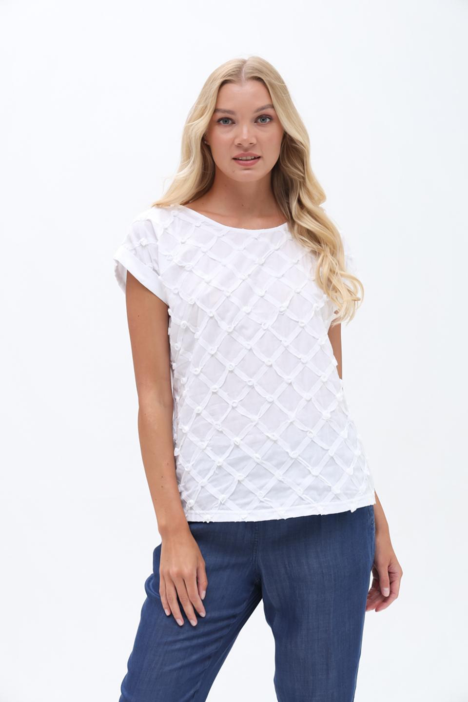 Блуза SE Stenau с отделкой "ромб" белый