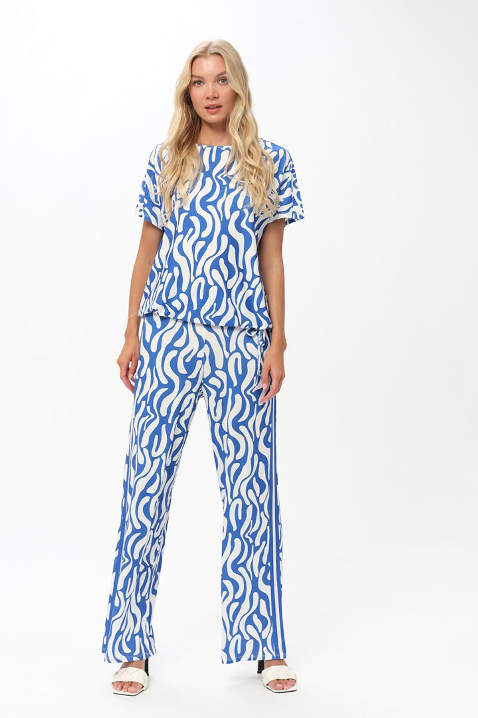 Брюки Oui с волнистым принтом