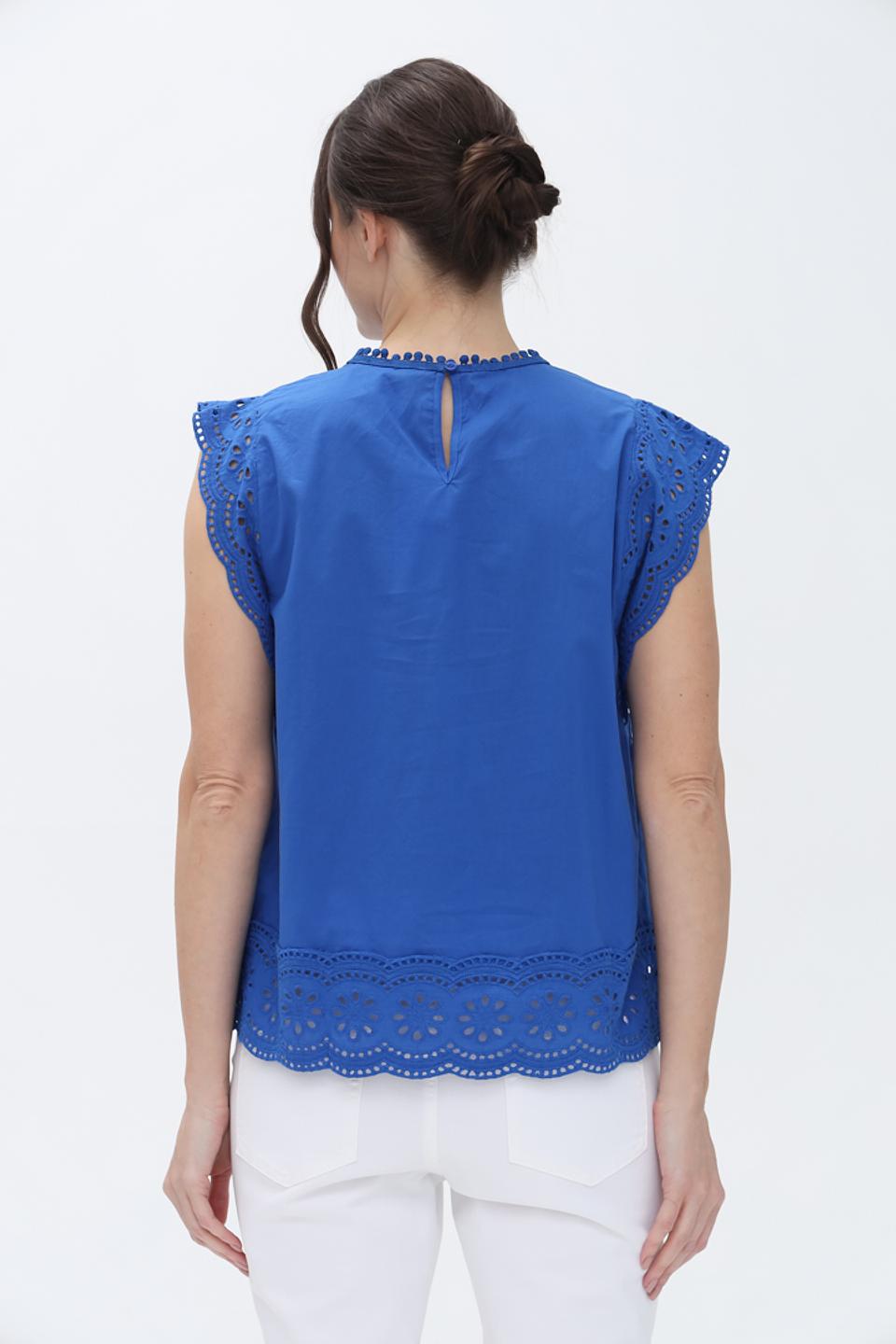 Блуза Oui с вышивкой коклюшками синяя