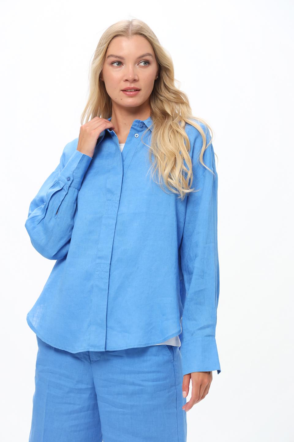 Рубашка Oui из льна голубая