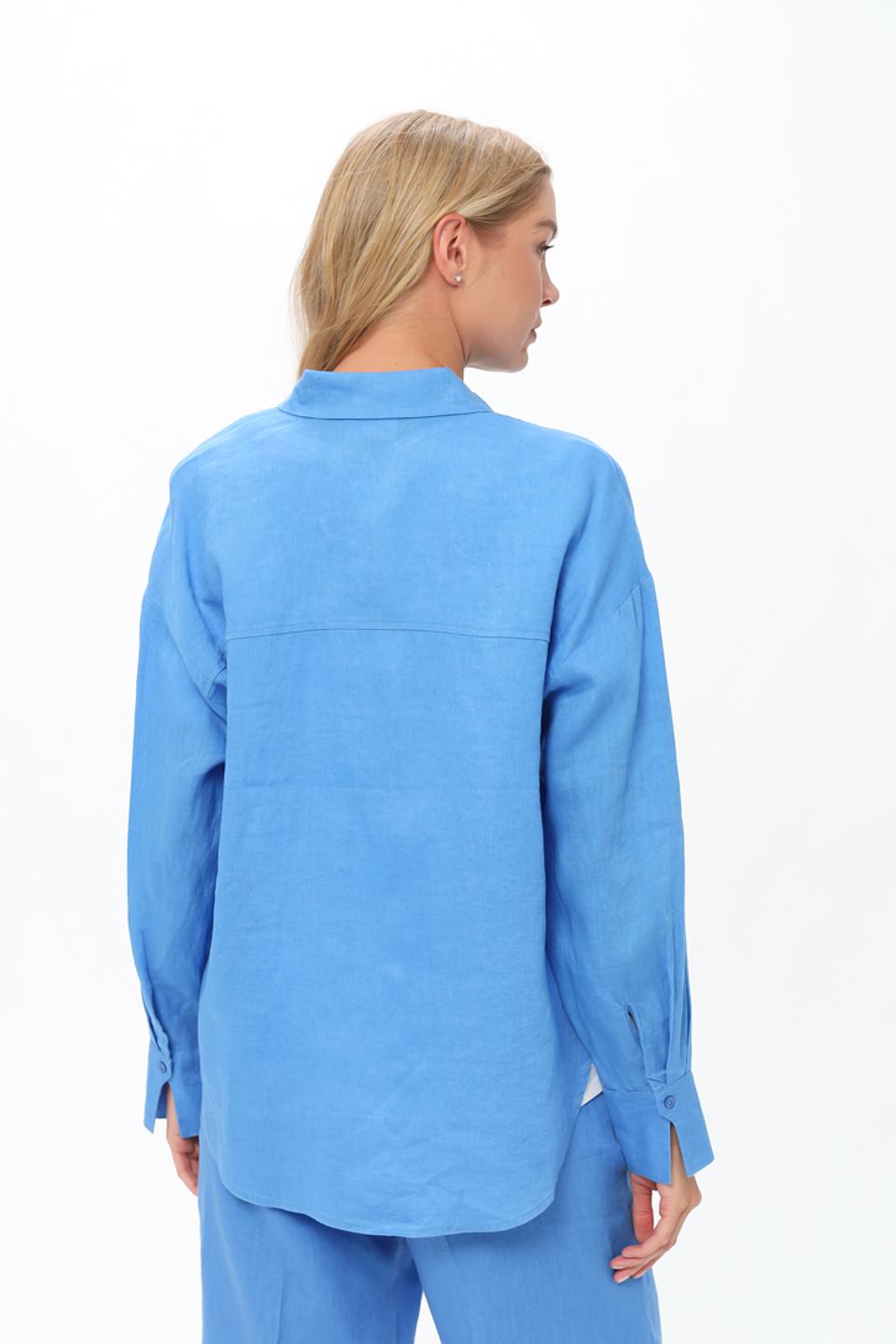 Рубашка Oui из льна голубая