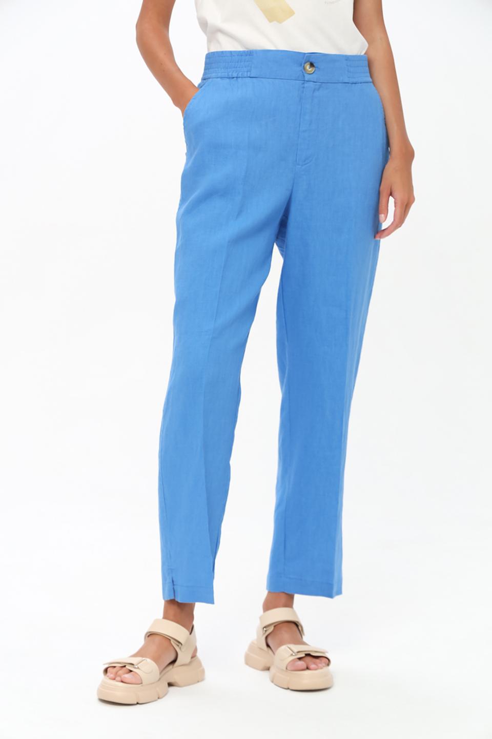 Брюки Oui льняные голубые