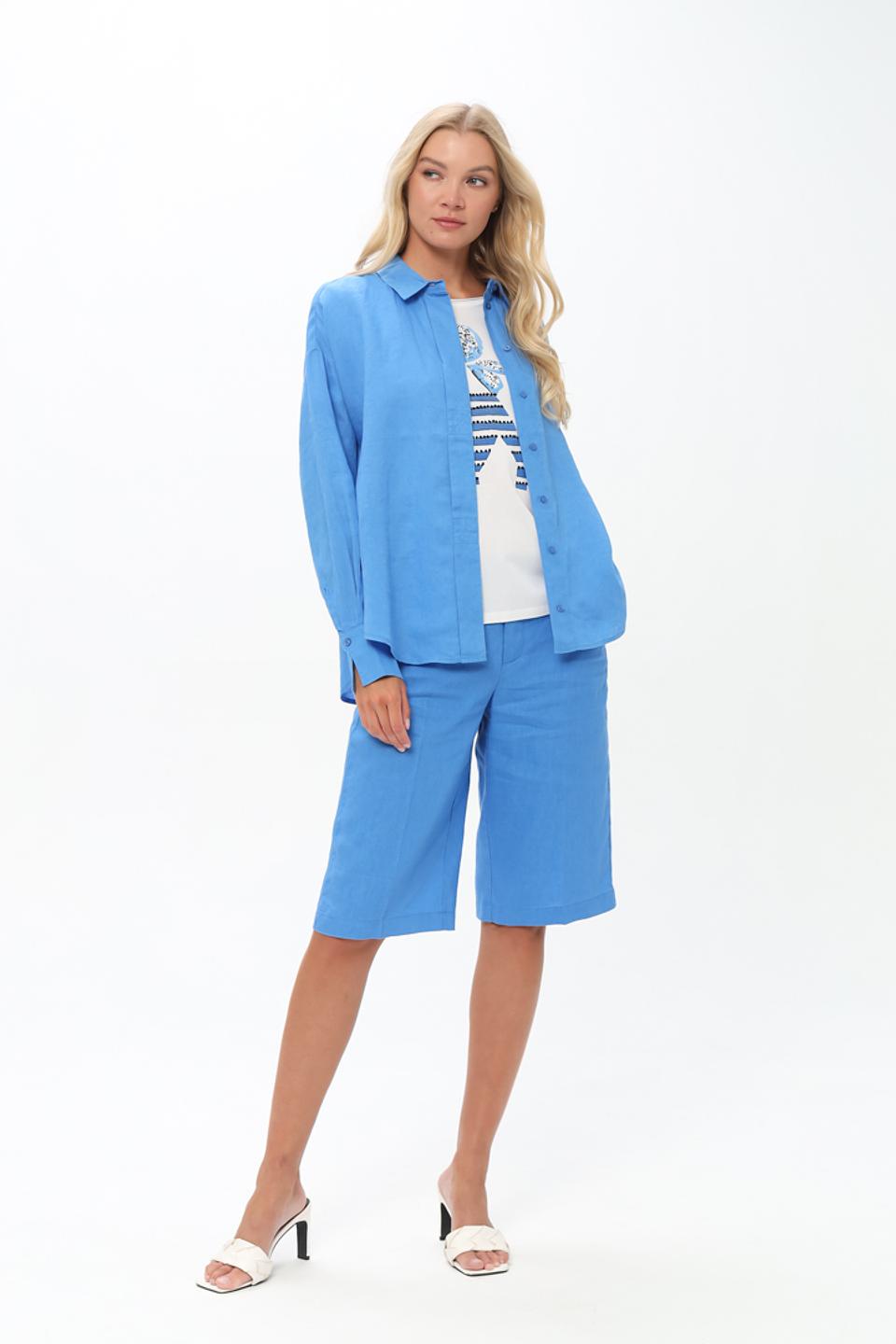 Шорты Oui льняные голубые