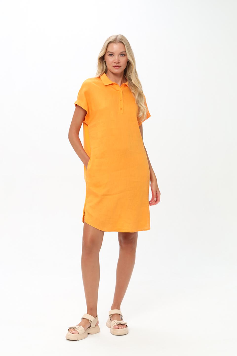 Платье Oui лен оранжевый