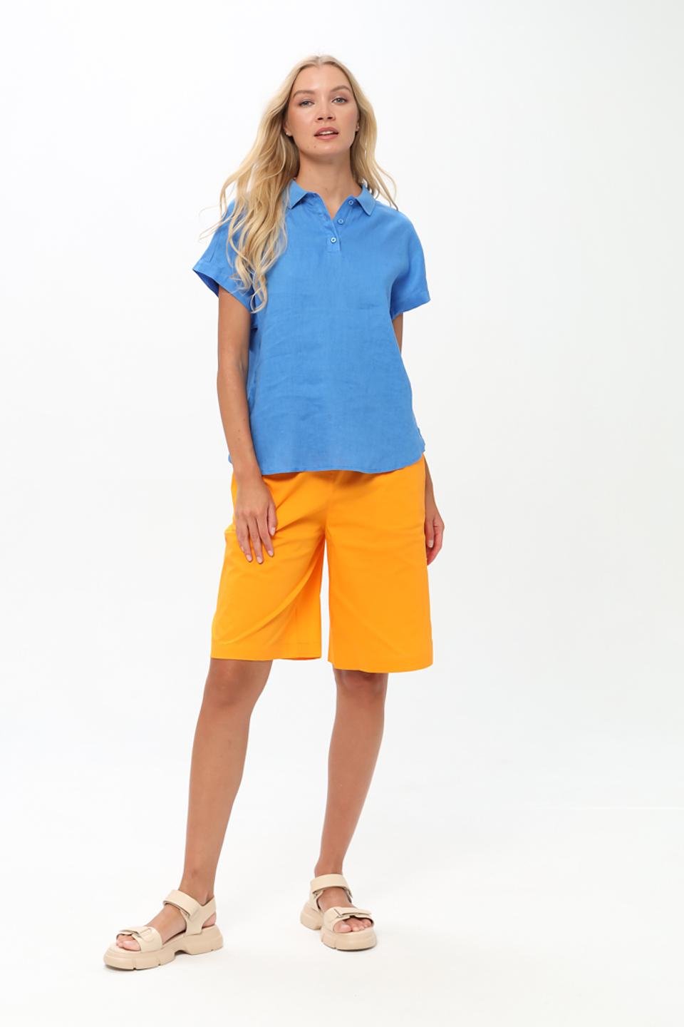 Поло Oui из льна голубого цвета