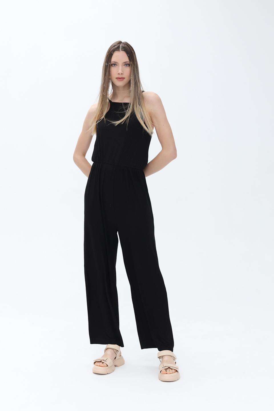 Комбинезон Alcott чёрный с асимметричным верхом