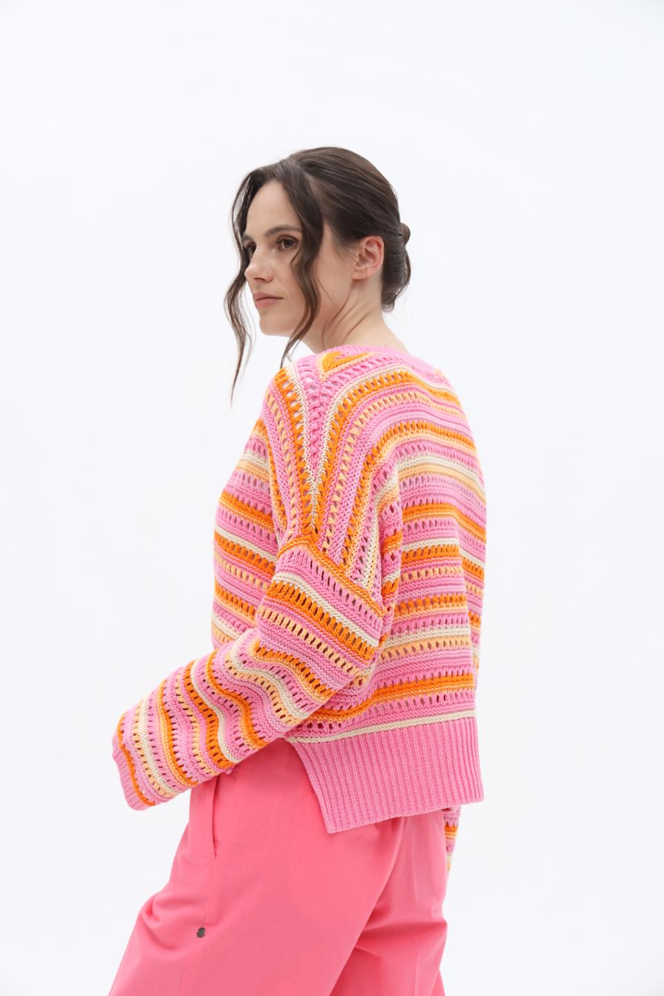 Кардиган Tom Tailor полосатый розовый