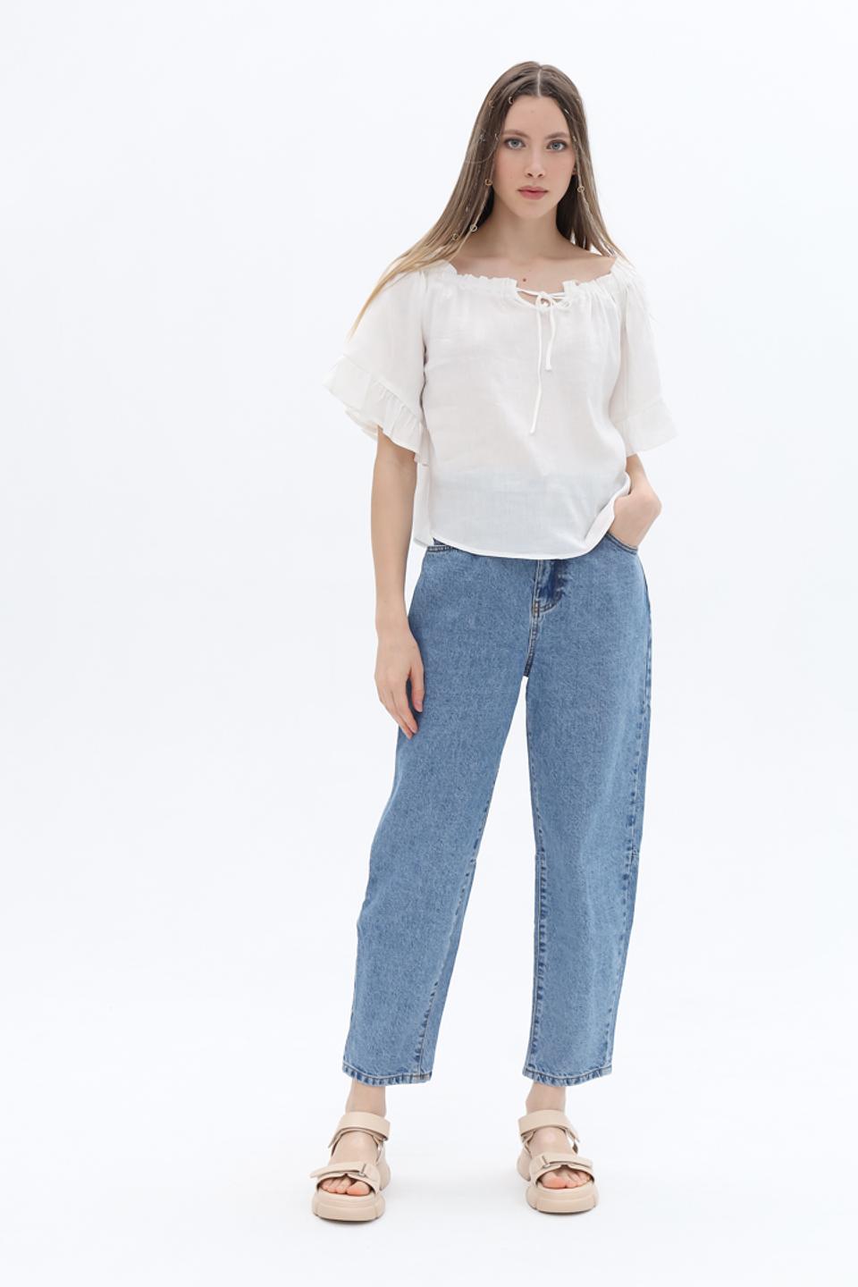 Джинсы Alcott с завышенной талией голубые