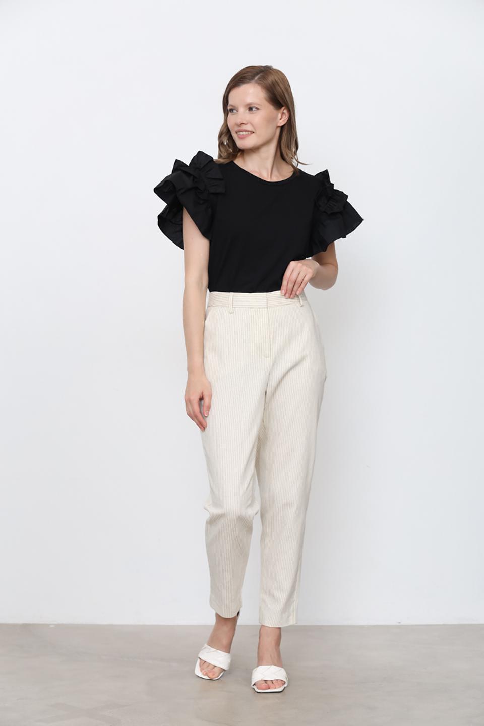 Брюки Taifun в полоску бежевые