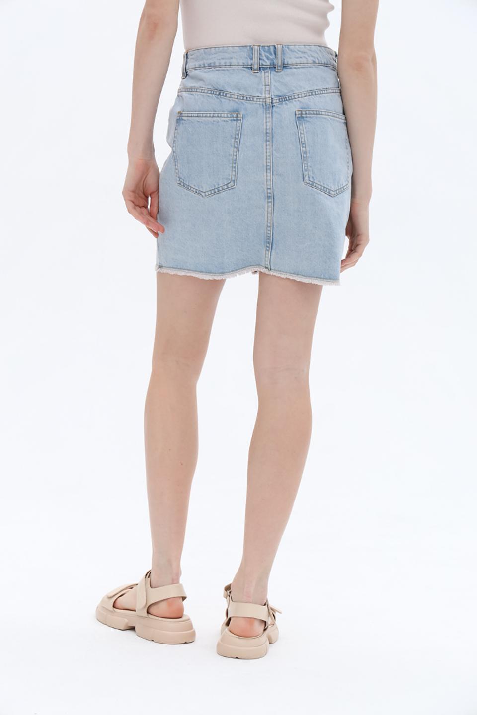 Юбка Alcott джинсовая с разрезом голубая