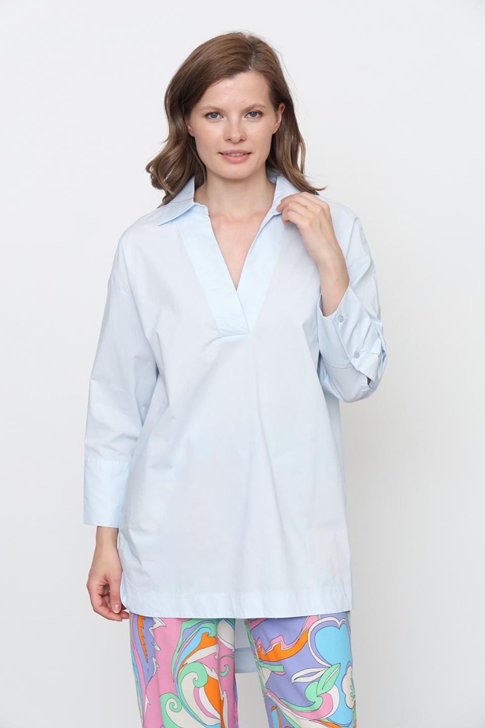 Блуза Silvian Heach голубая с воротником