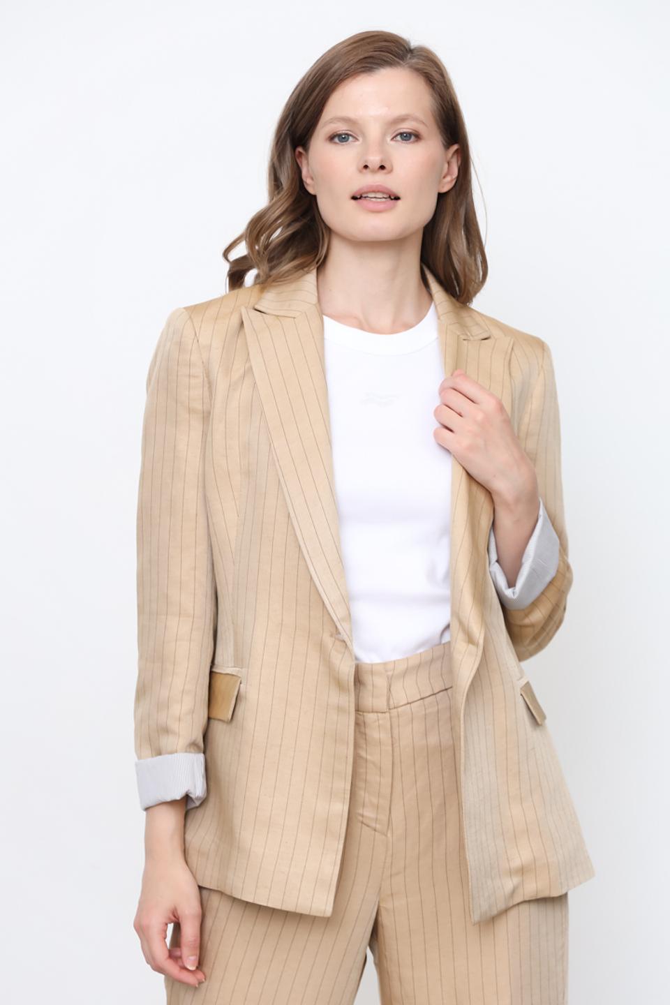 Жакет Icona в полоску бежевый