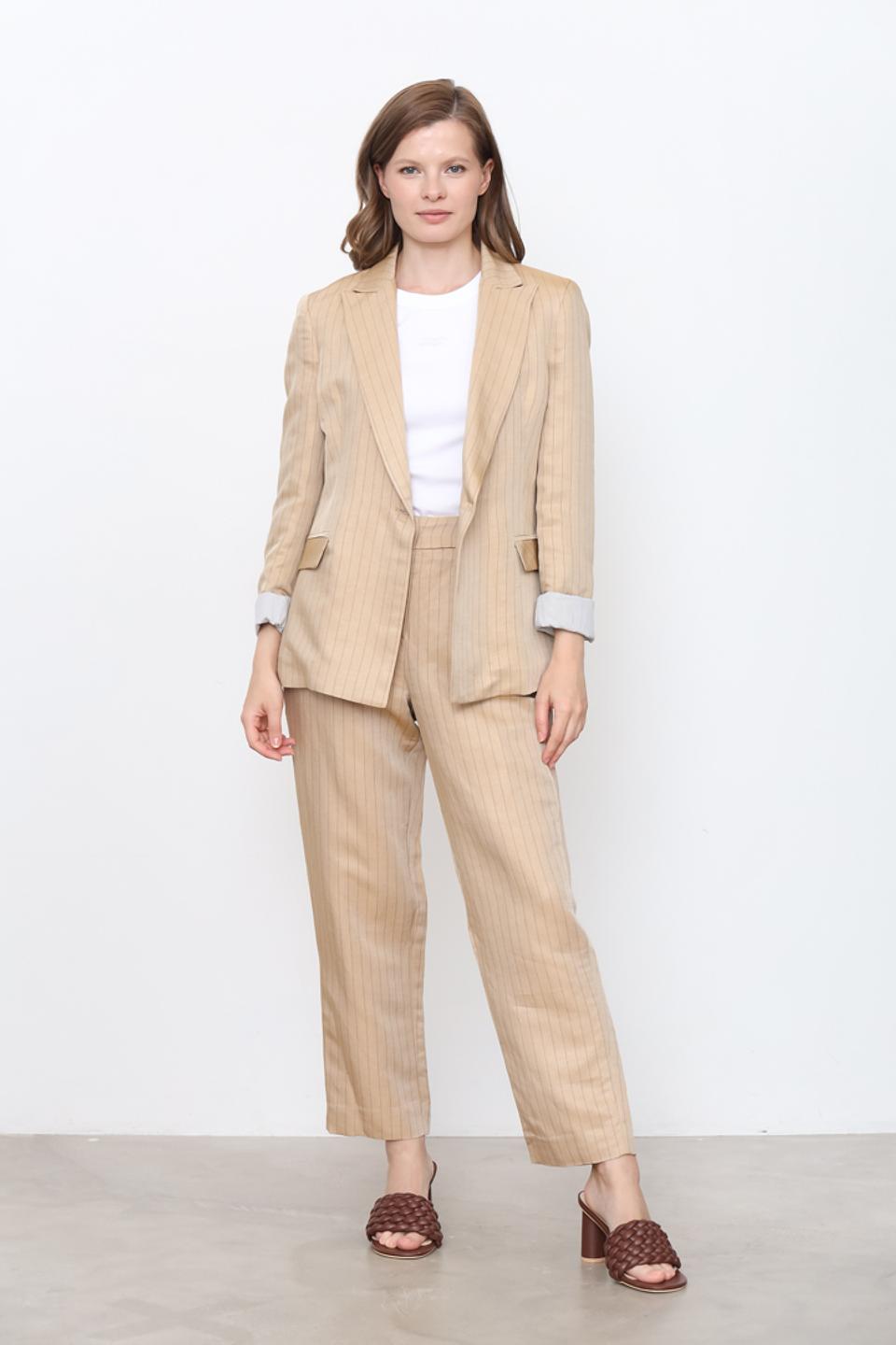 Жакет Icona в полоску бежевый