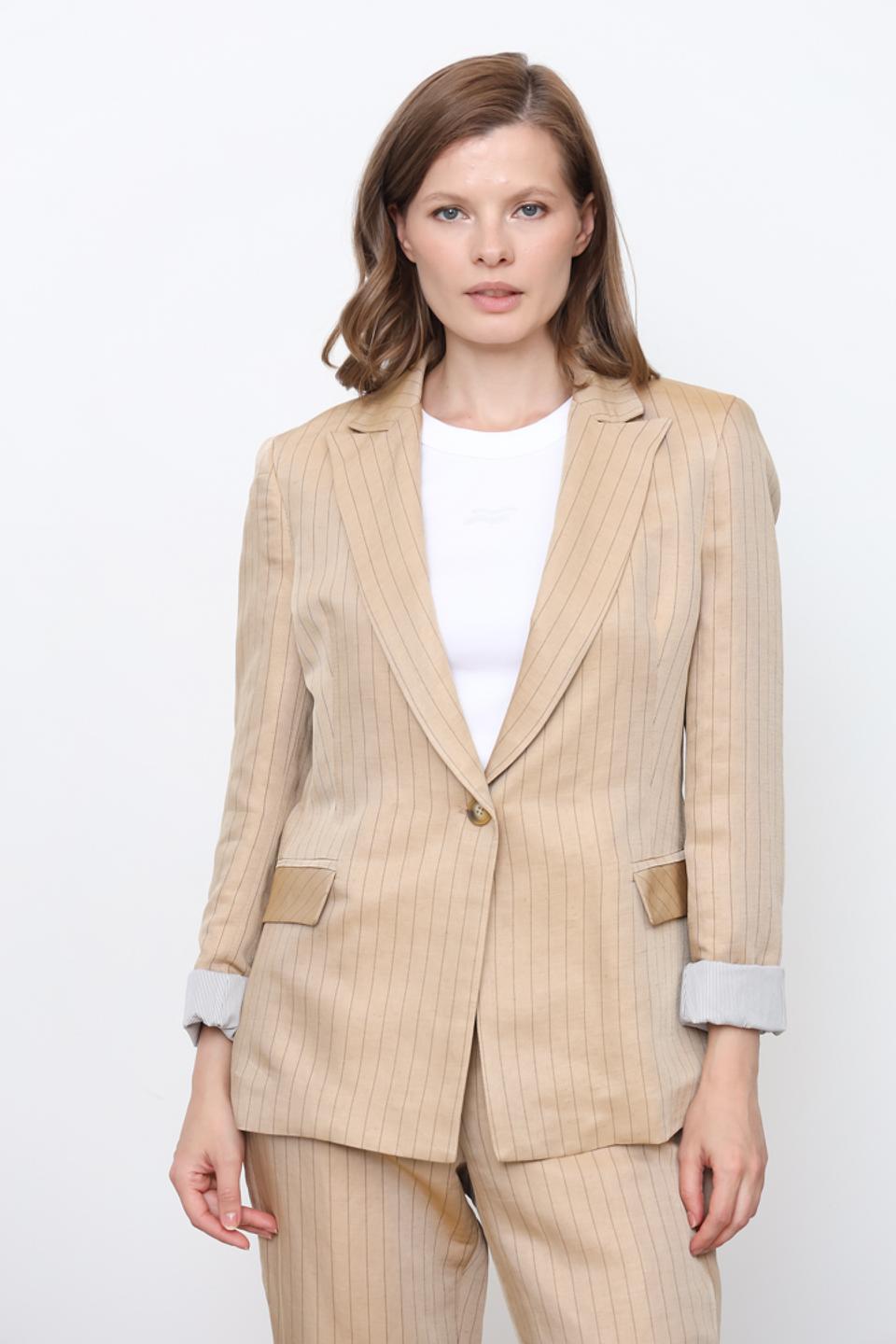 Жакет Icona в полоску бежевый
