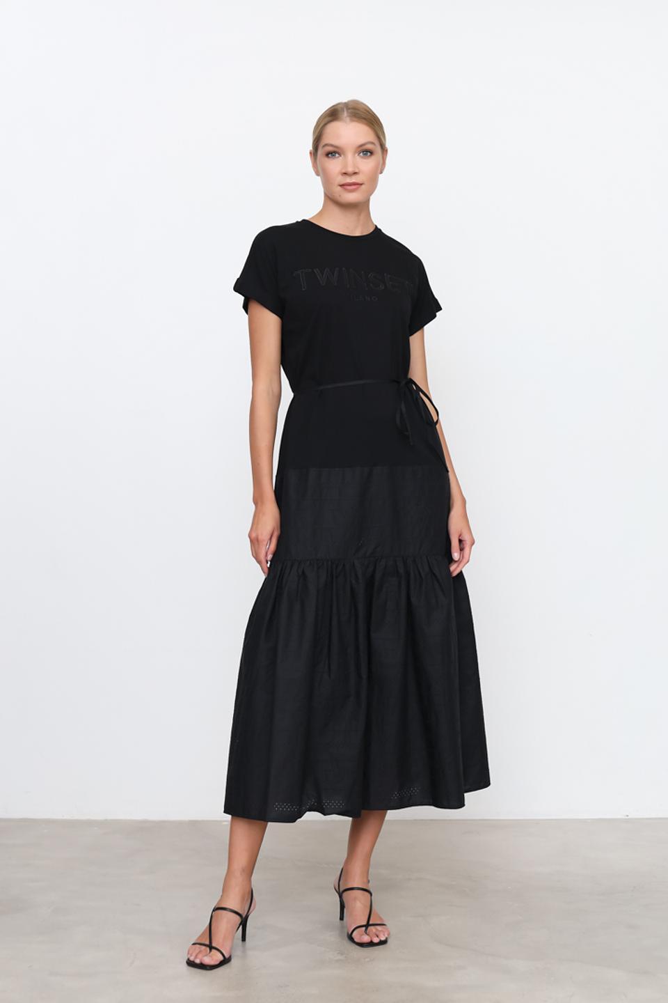 Платье Twin Set чёрное с юбкой-солнце