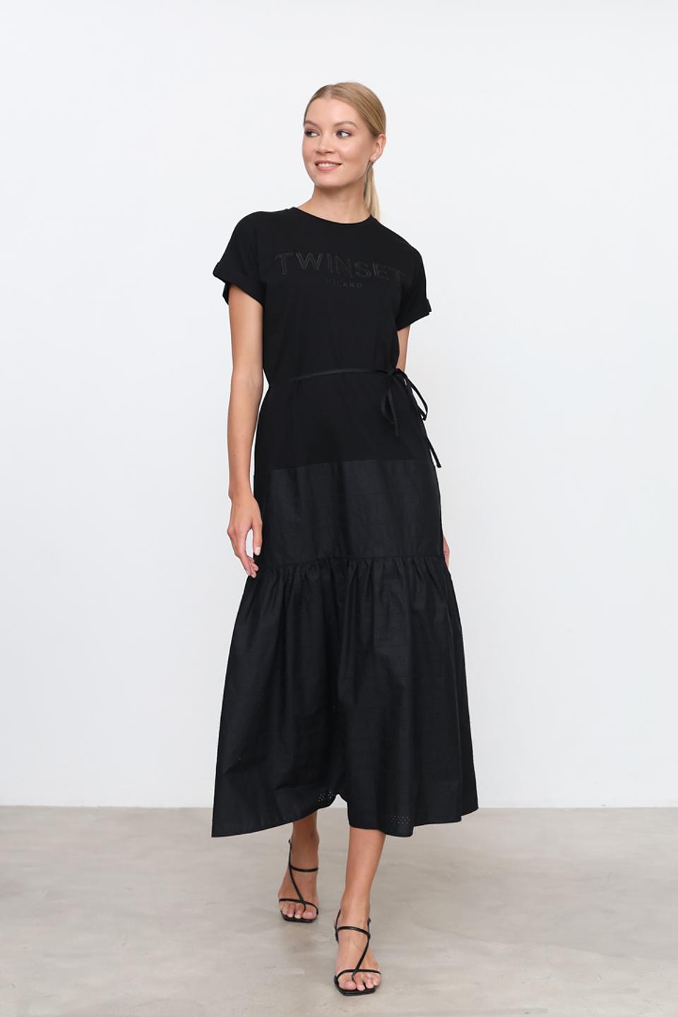 Платье Twin Set чёрное с юбкой-солнце