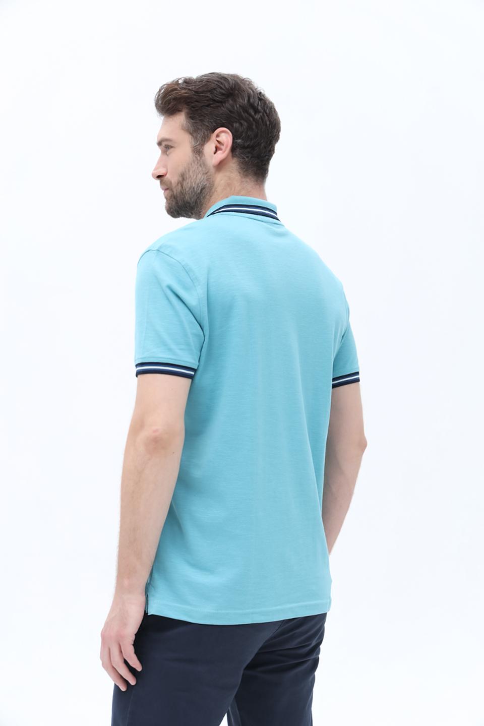 Поло Lerros бирюзовое с полоской