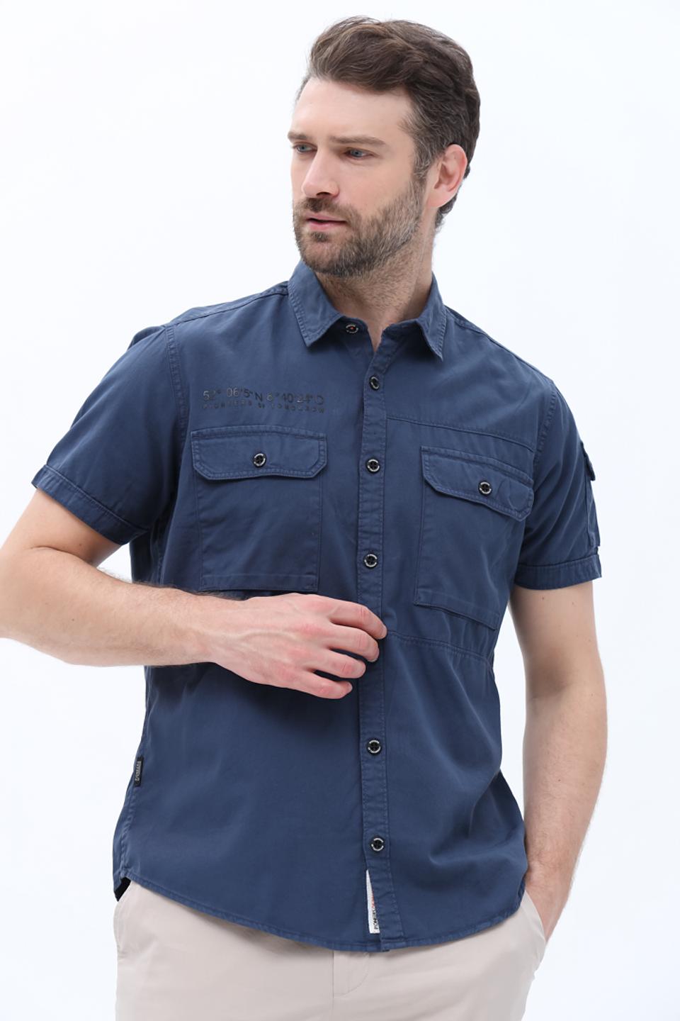 Рубашка кр Pioneer men синяя