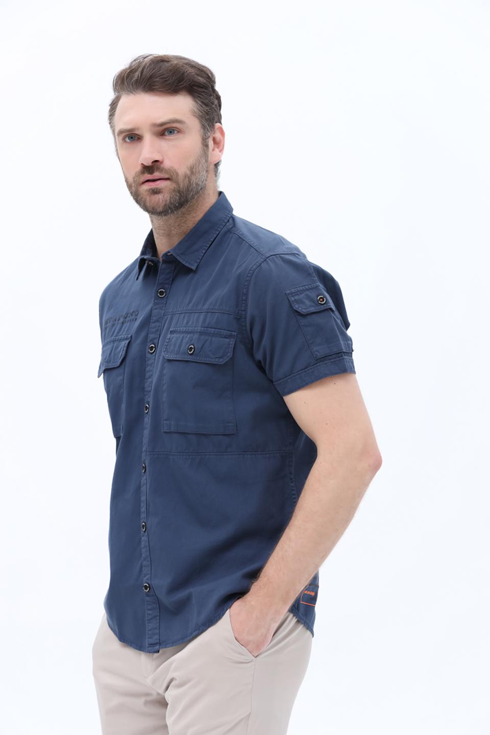Рубашка кр Pioneer men синяя