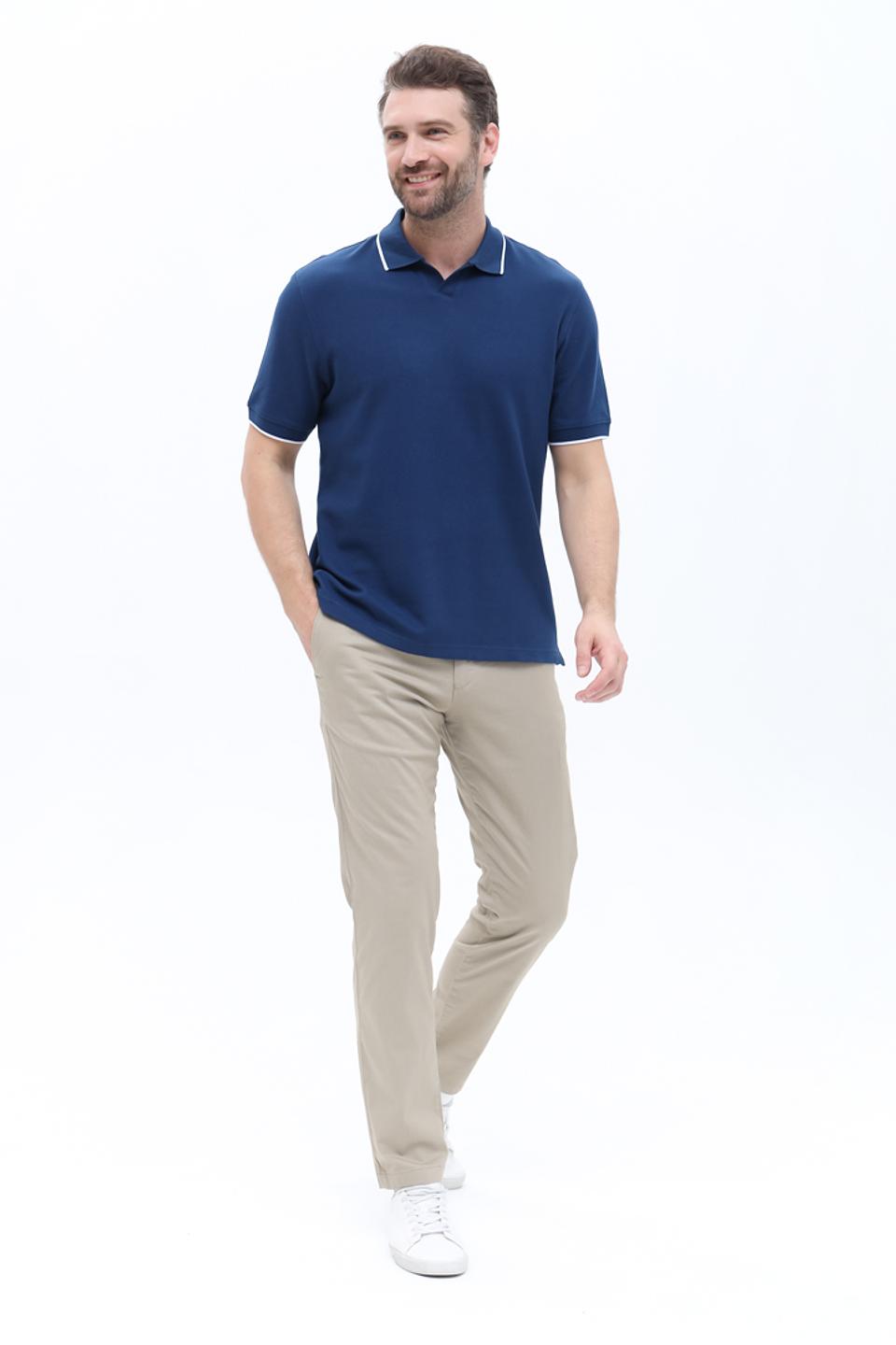 Поло Bugatti синее с белой отделкой