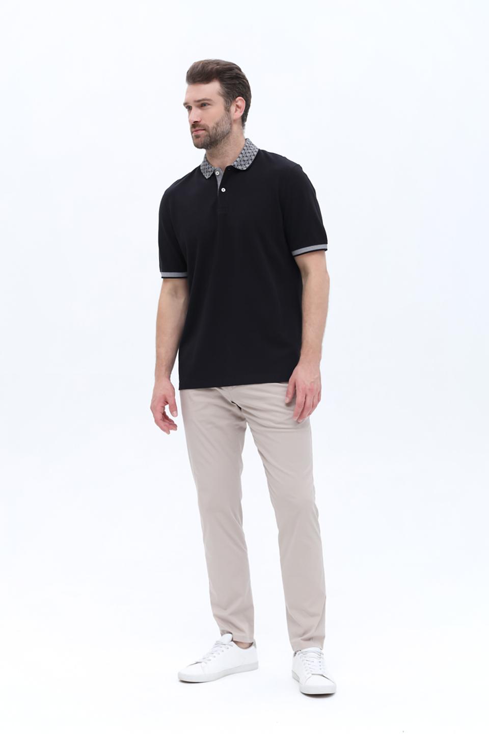 Поло Bugatti с узором на воротнике чёрный