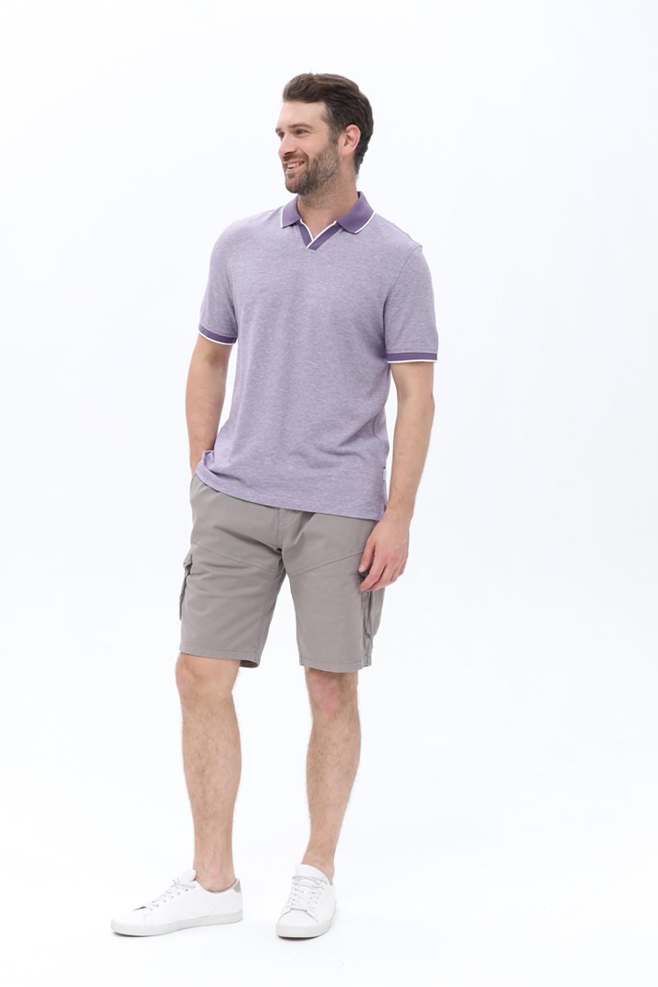 Поло Bugatti с контрастной отделкой лавандовый