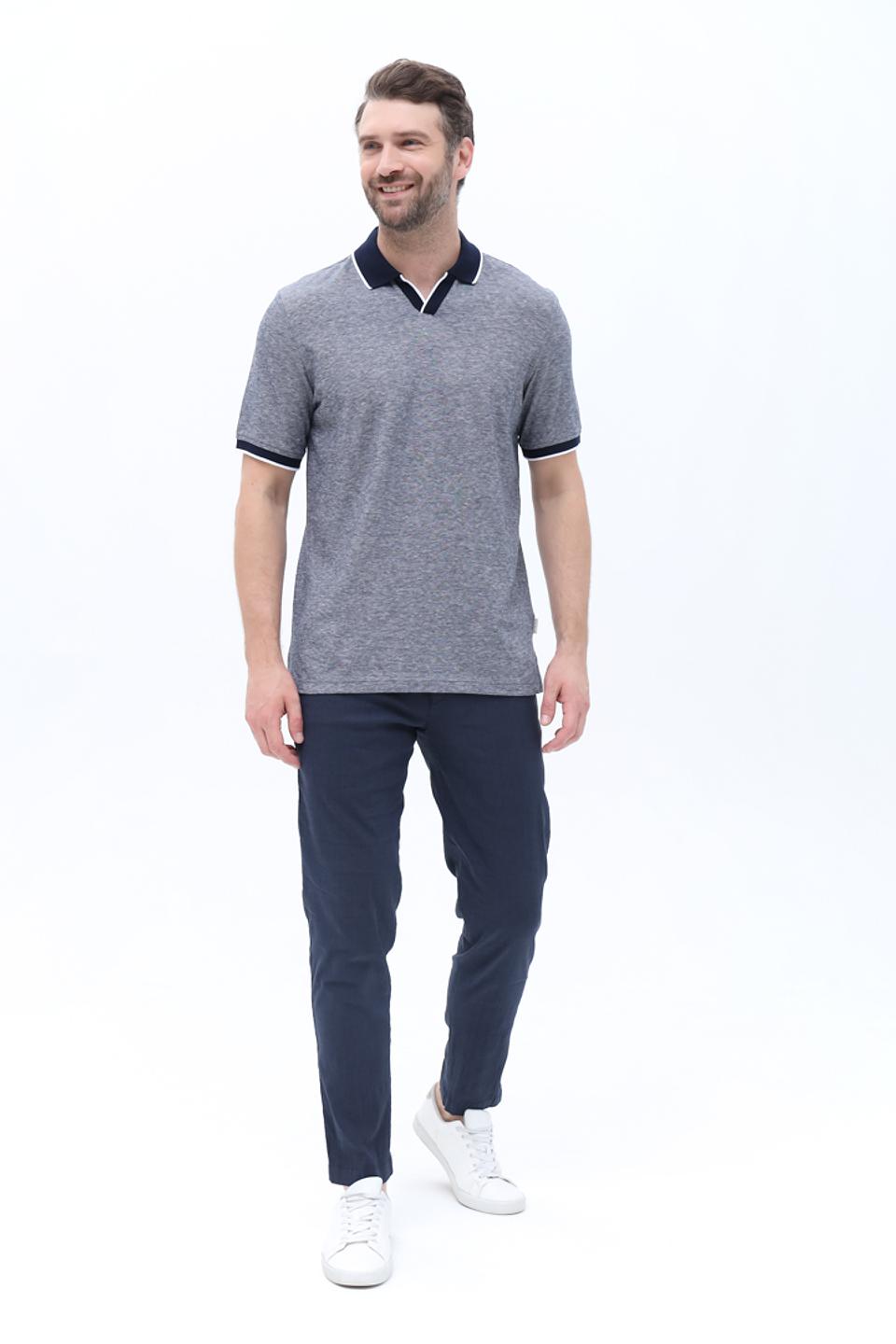 Поло Bugatti мужское серое с отделкой