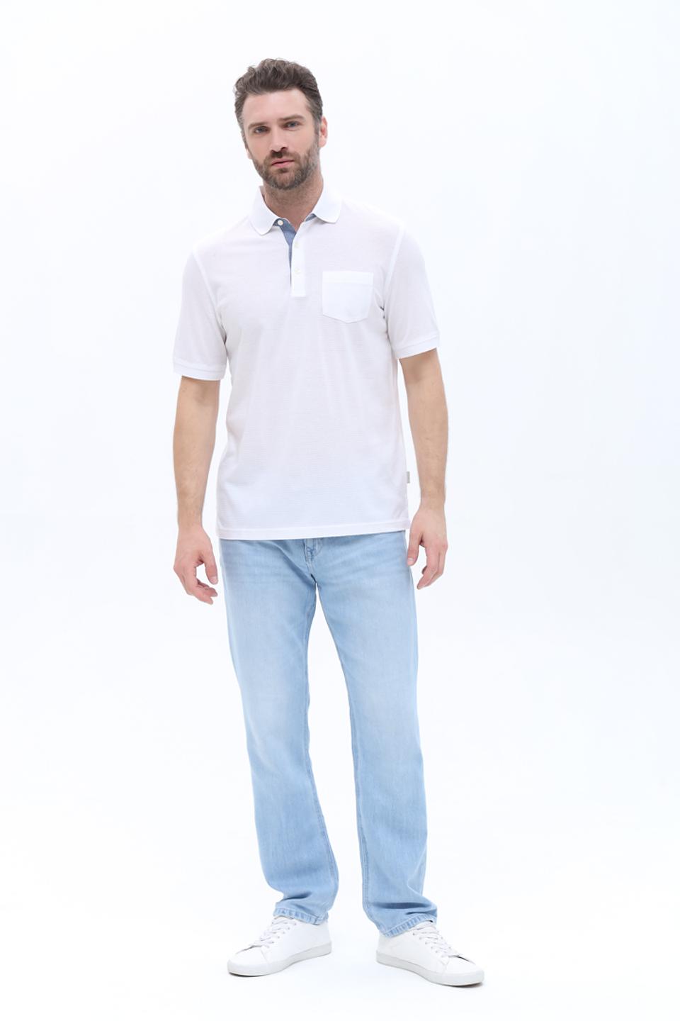 Поло Bugatti мужское белое с синим