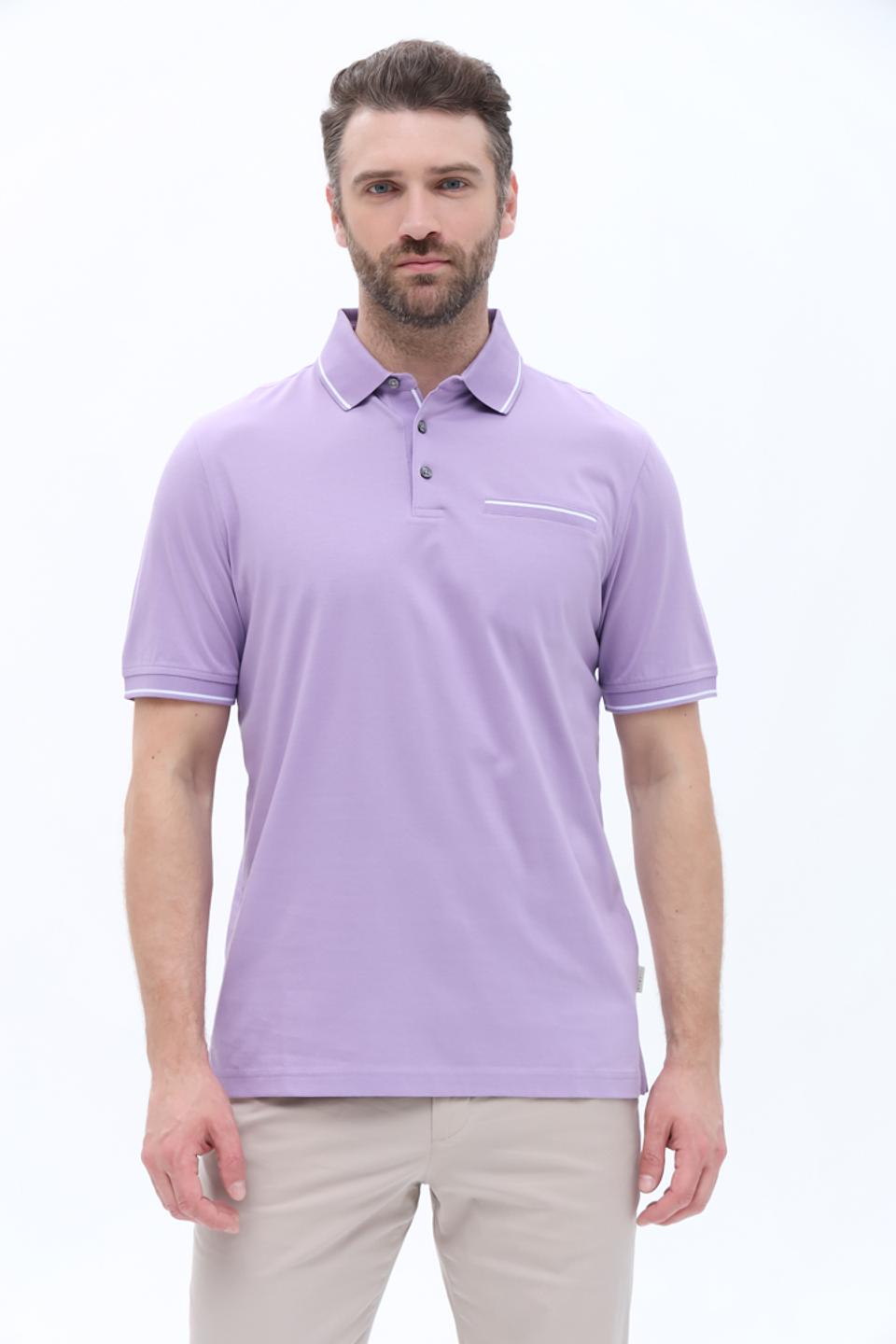 Поло Bugatti лавандовый с полоской