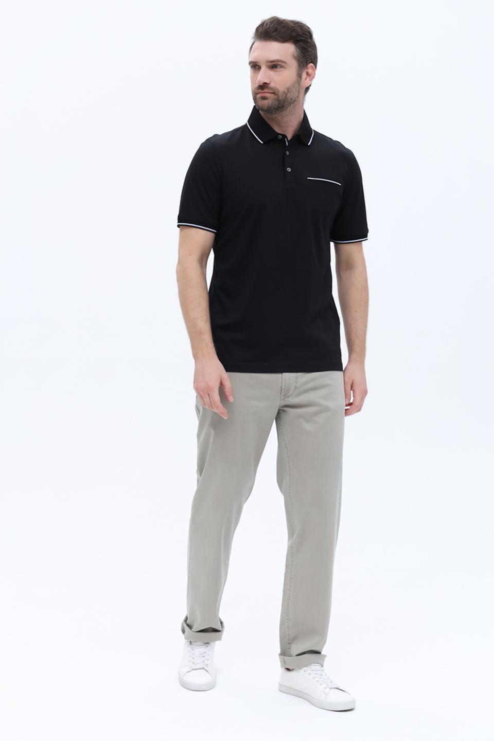 Поло Bugatti чёрный с белой отделкой