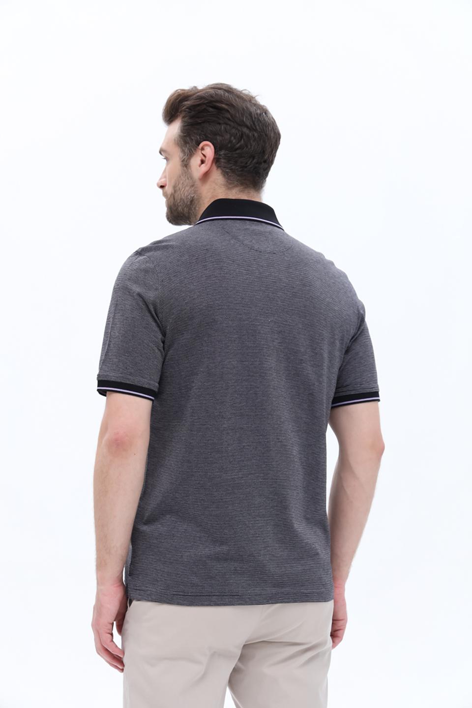 Поло Bugatti в полоску серое