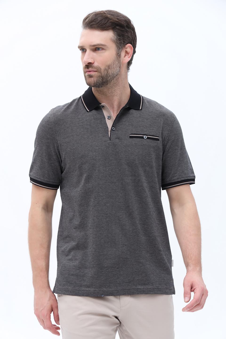 Поло Bugatti в полоску серое