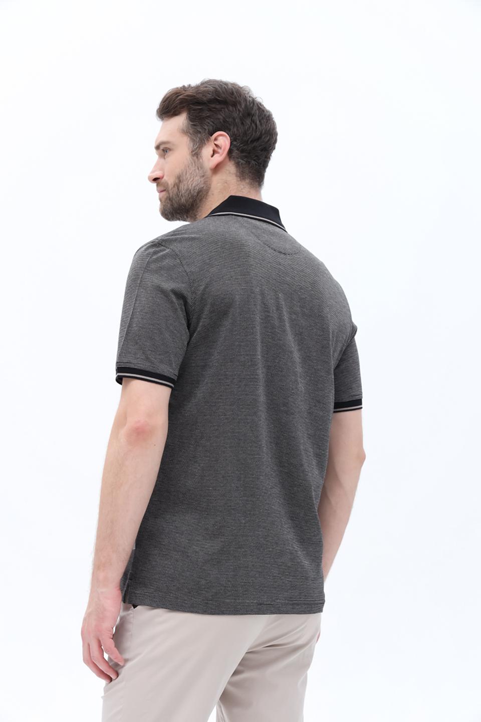 Поло Bugatti в полоску серое