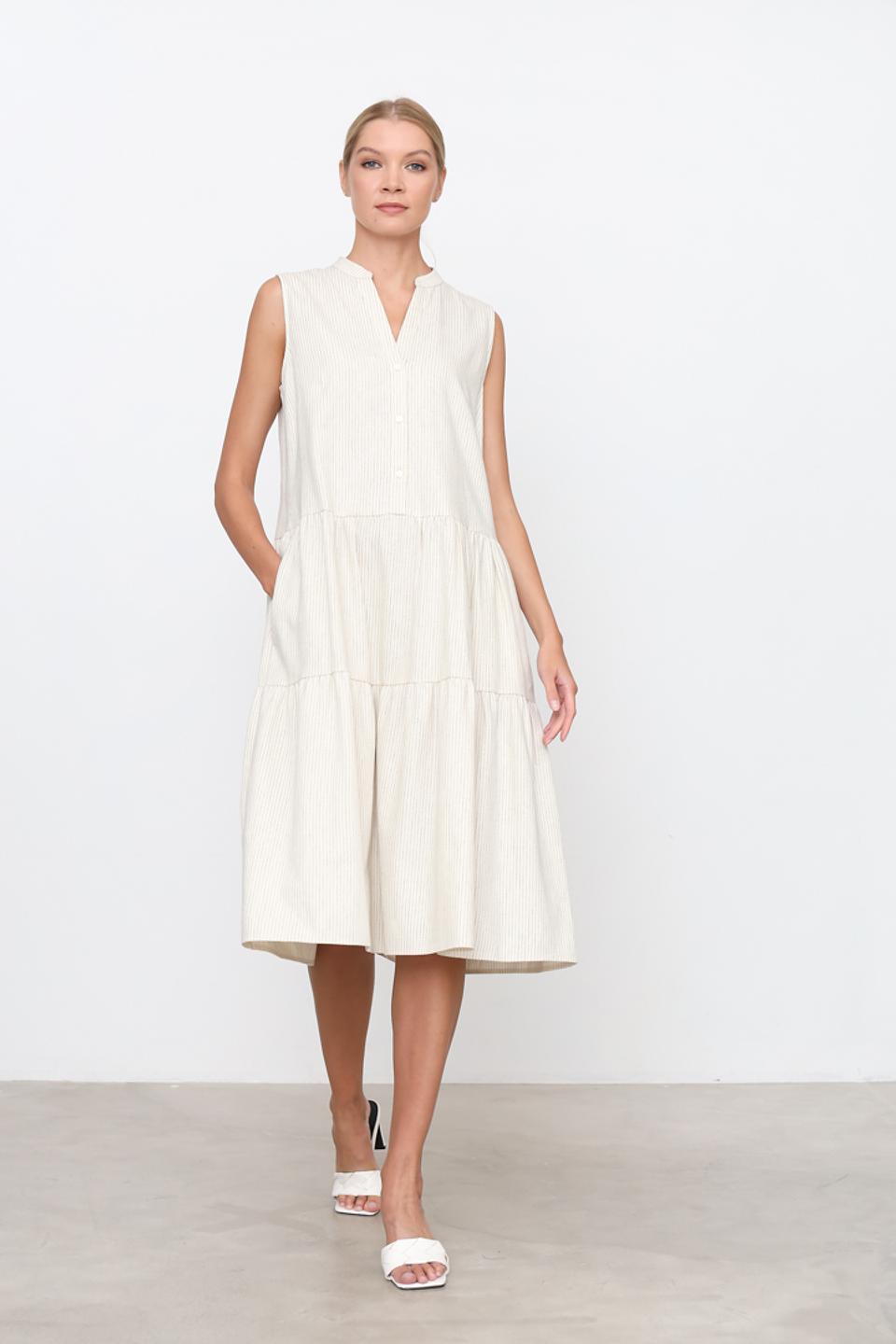 Платье Taifun в полоску бежевое