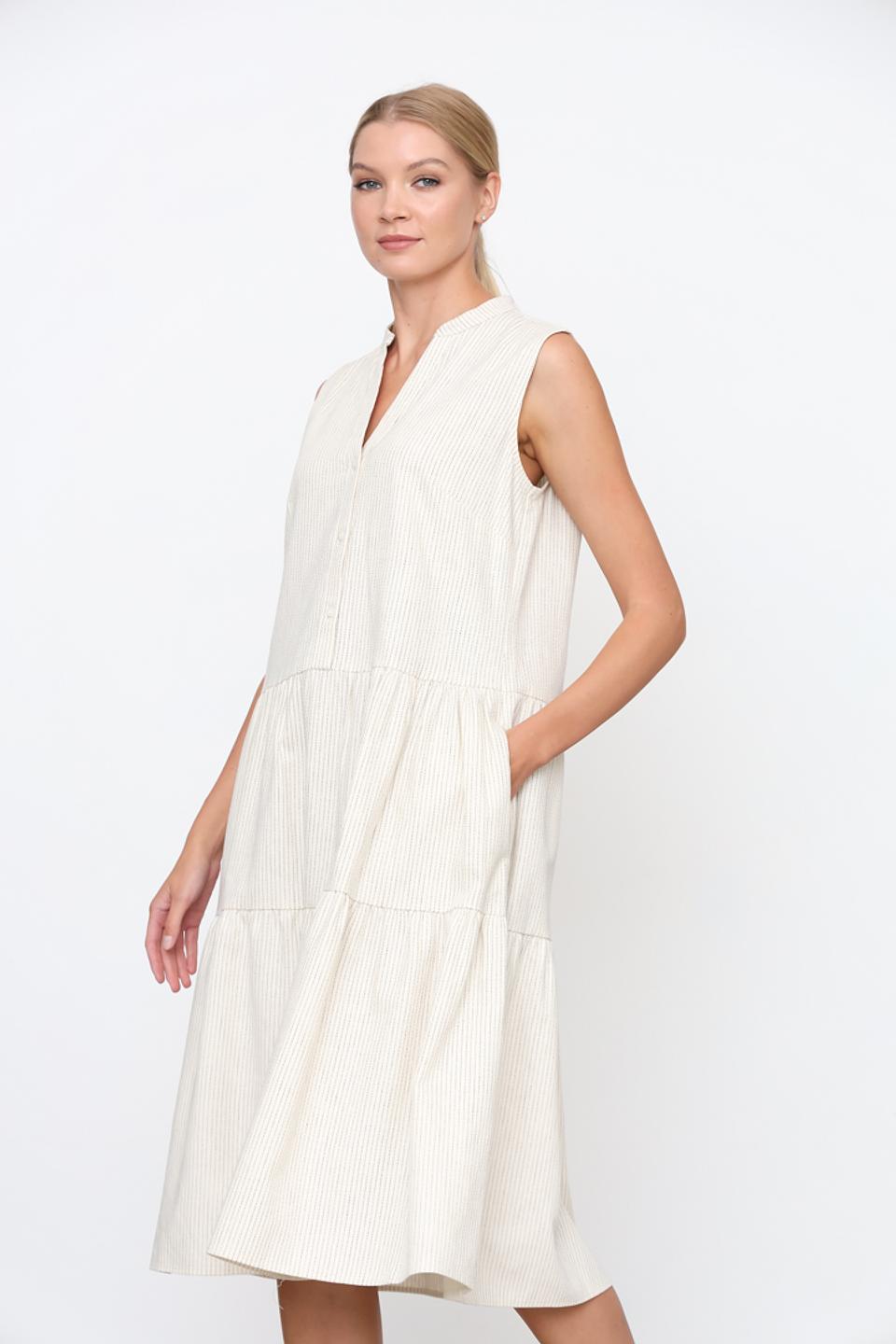 Платье Taifun в полоску бежевое