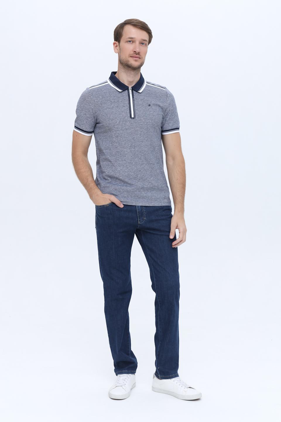 Футболка-поло Hechter с молнией серая