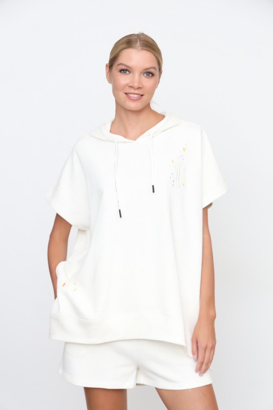 Джемпер Twin Set молочного цвета с капюшоном