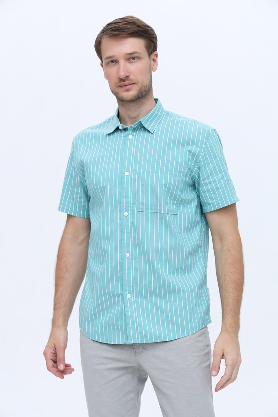Рубашка кр Tom Tailor полоска бирюзовая