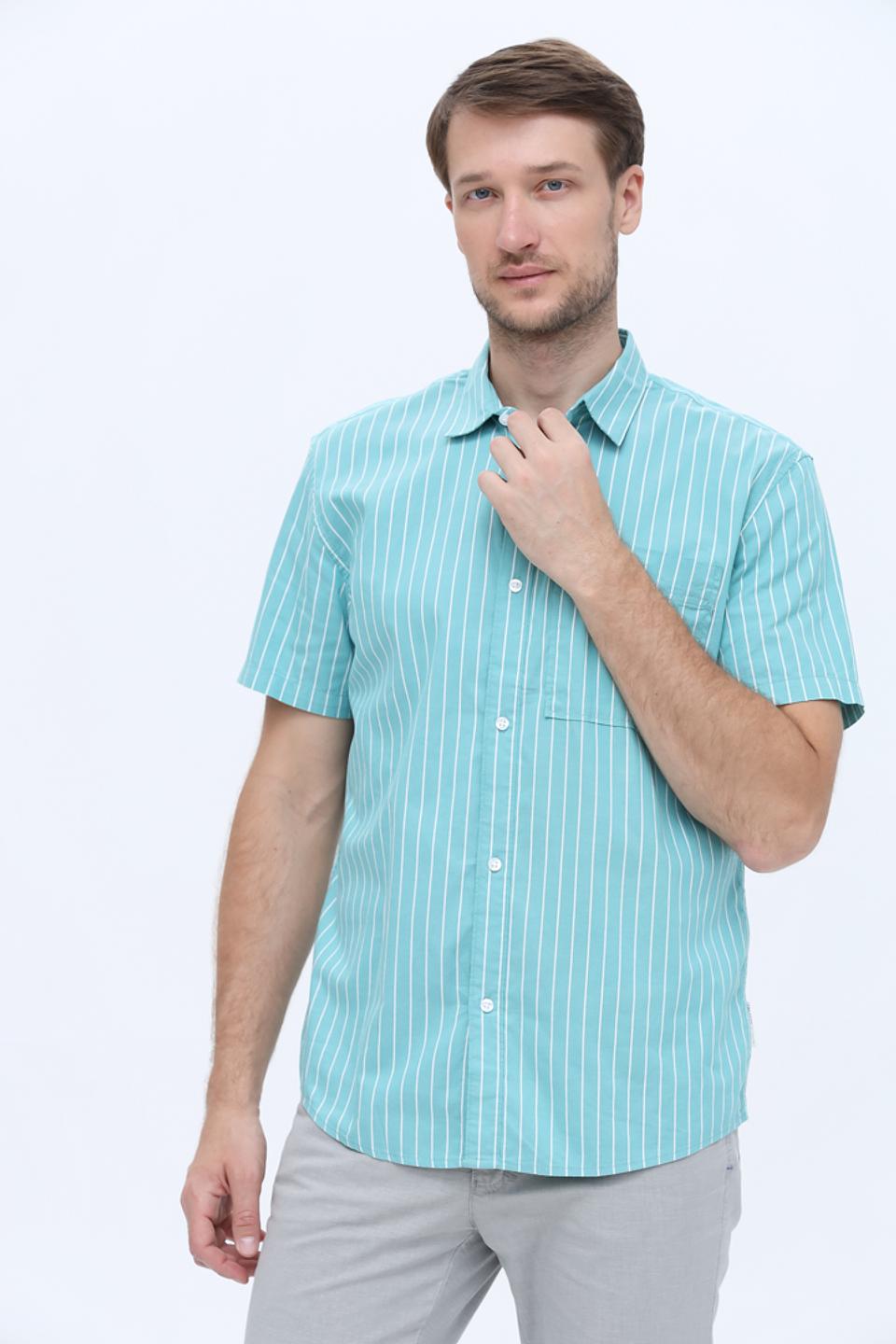 Рубашка кр Tom Tailor полоска бирюзовая