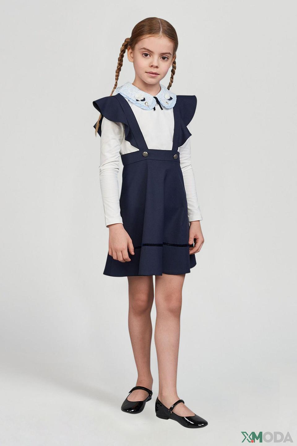 Платье-сарафан Choupette синий с воротничком