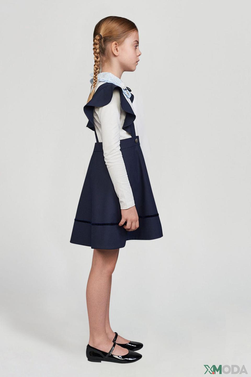 Платье-сарафан Choupette синий с воротничком