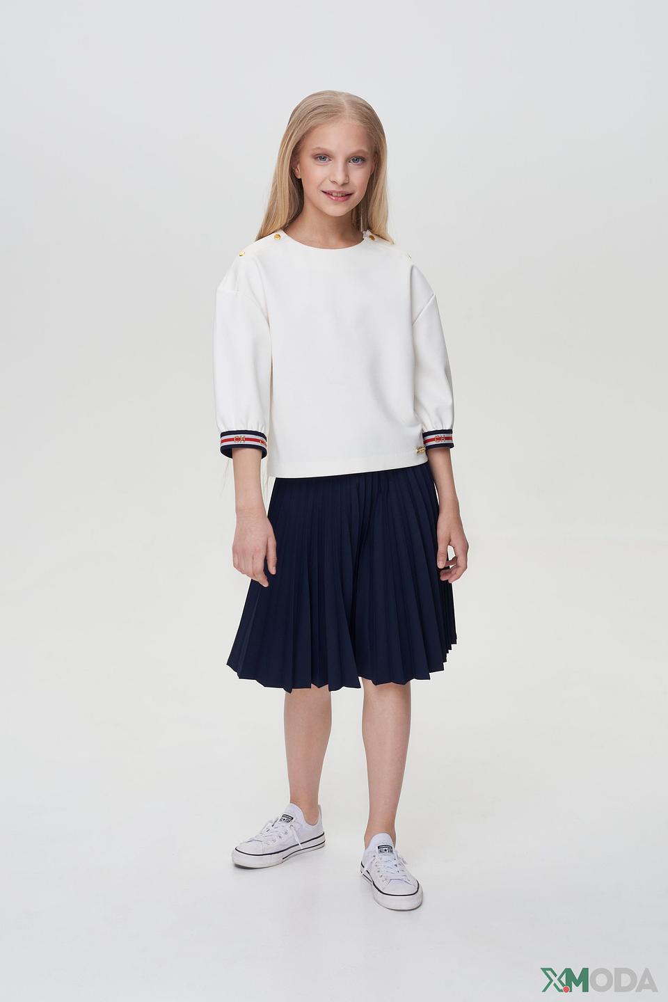 Блуза Choupette белая с золотыми пуговицами и полосатыми манжетами