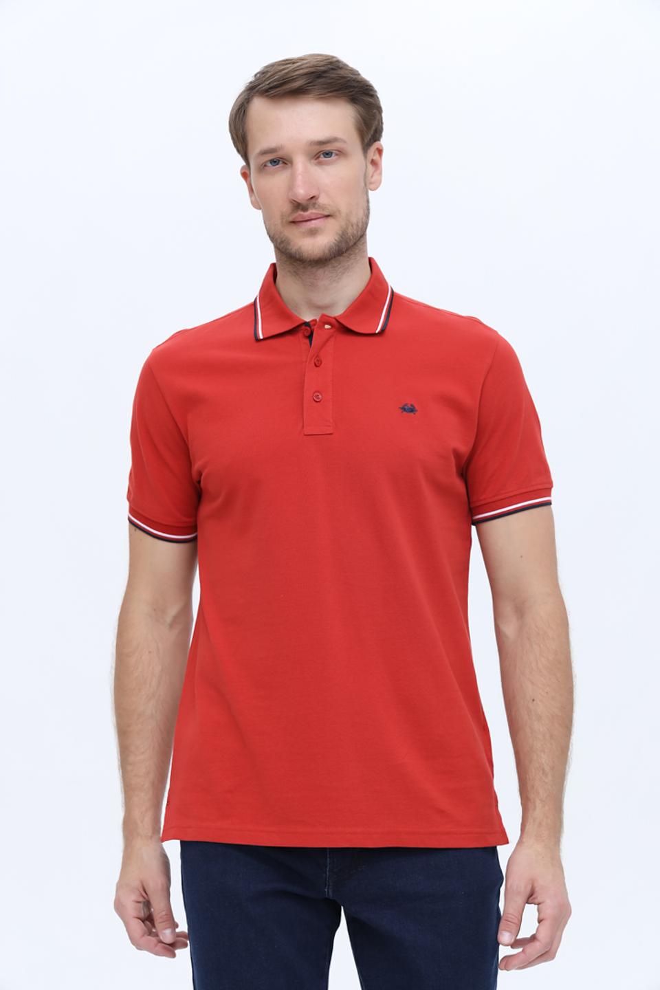 Поло Granchio красный с полоской