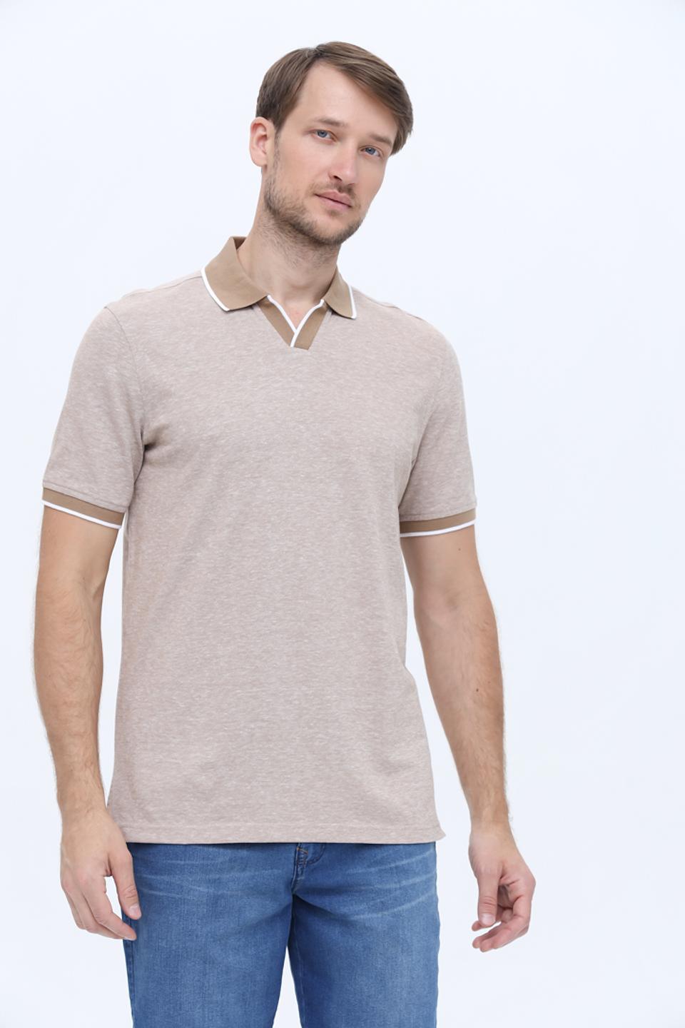 Поло Bugatti бежевое с отделкой