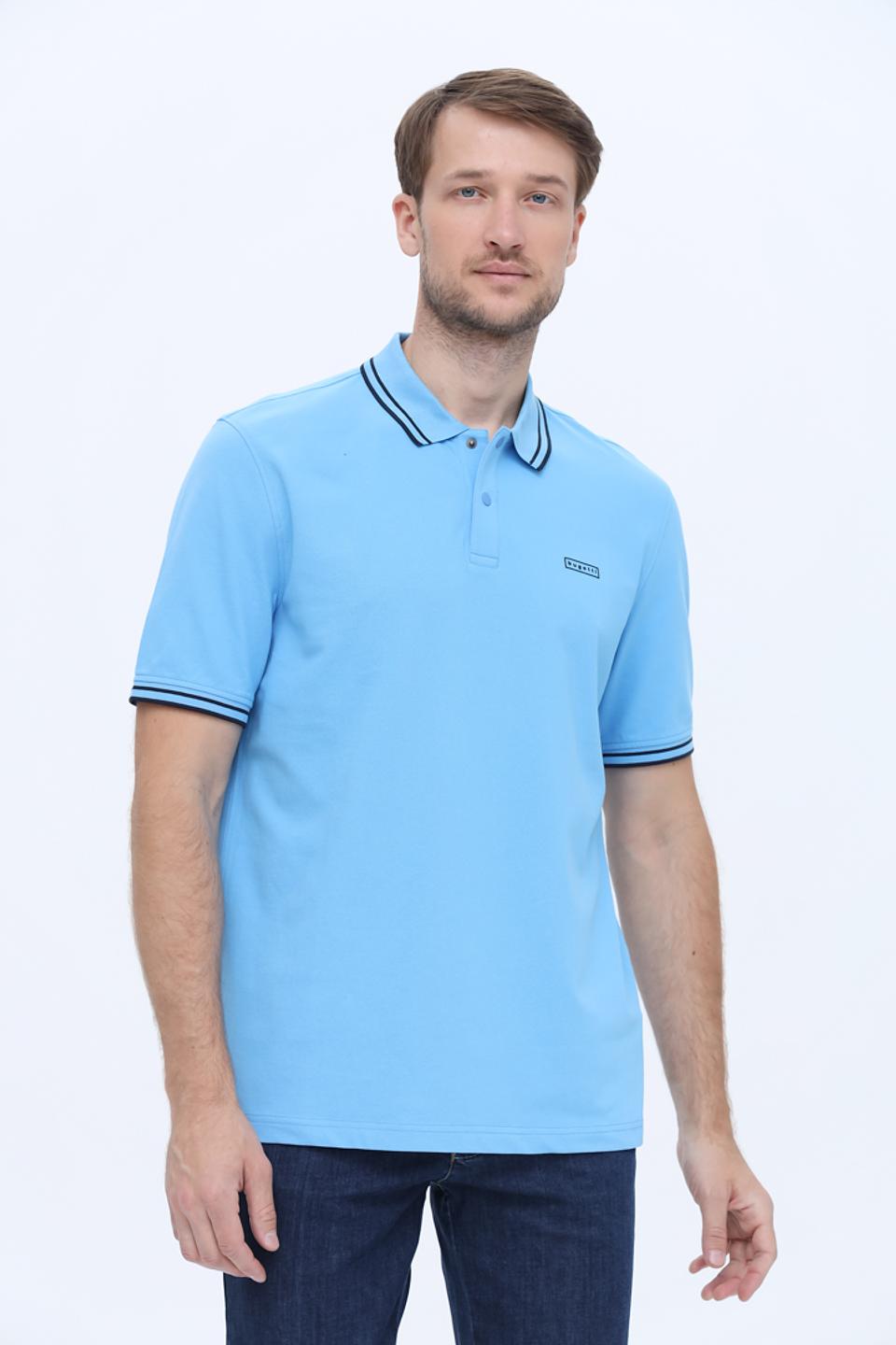 Поло Bugatti голубое с кантом
